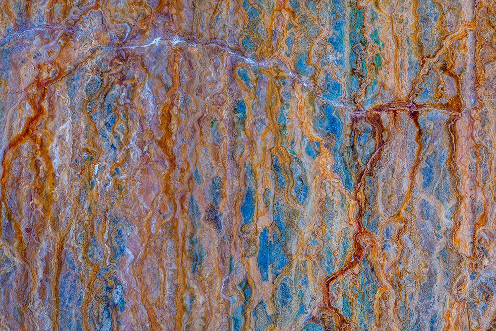 USA, Washington State, Fort Flagler Historical State Park. Paint and rust patterns on WW I bunker.